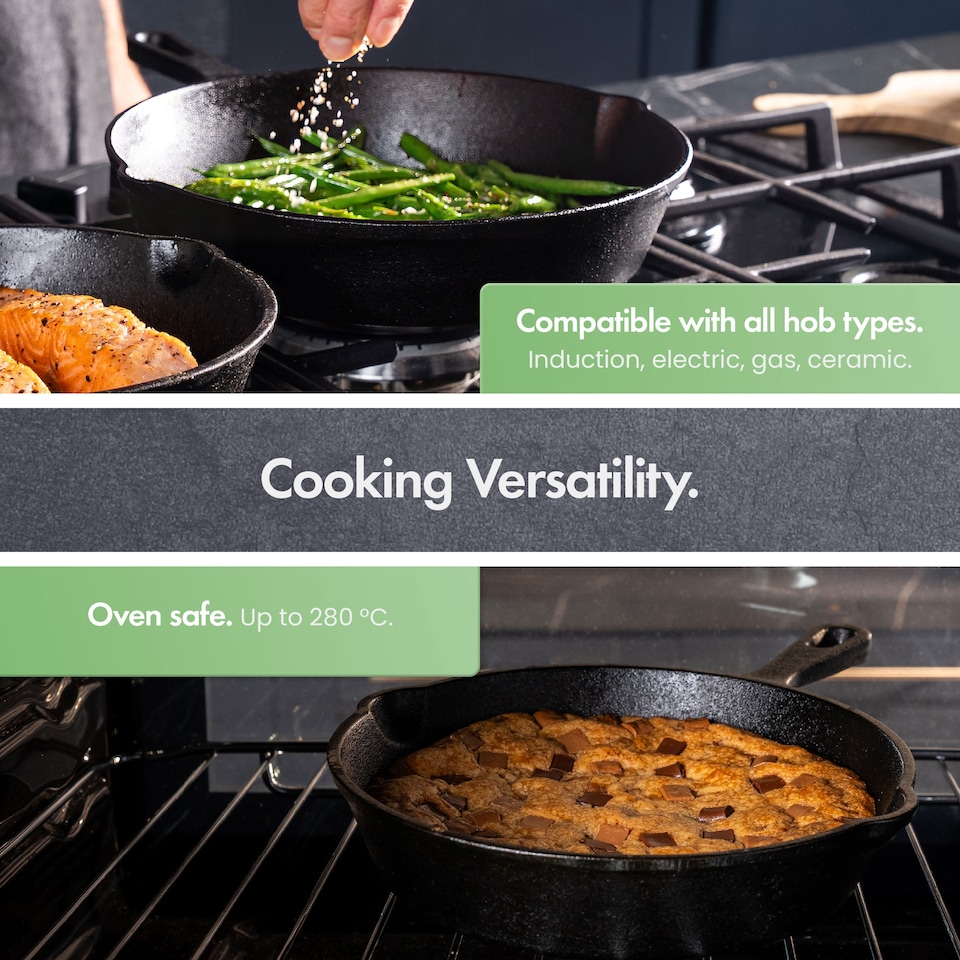 image 1 of VonShef Cast Iron Skillet 10", Pre-Seasoned Non-Stick