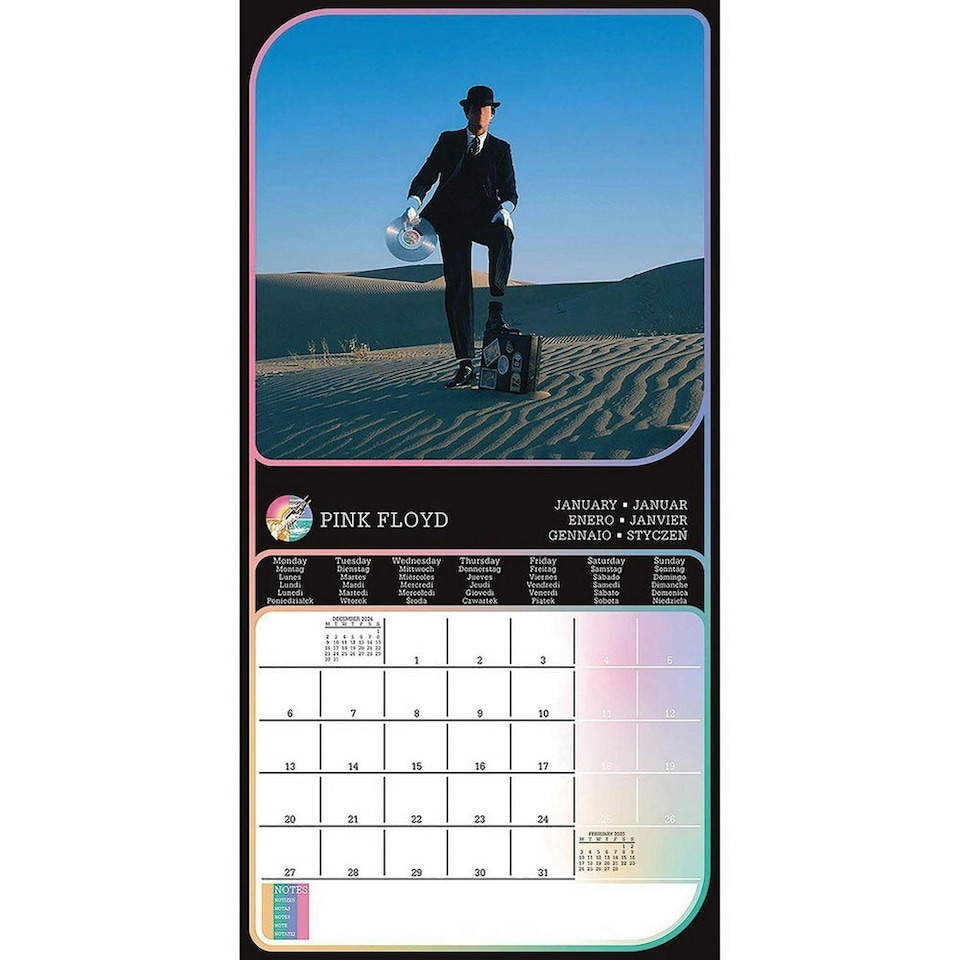 image 1 of Pink Floyd 2025 Square Wall Calendar - Blue/Black/White - One Size
