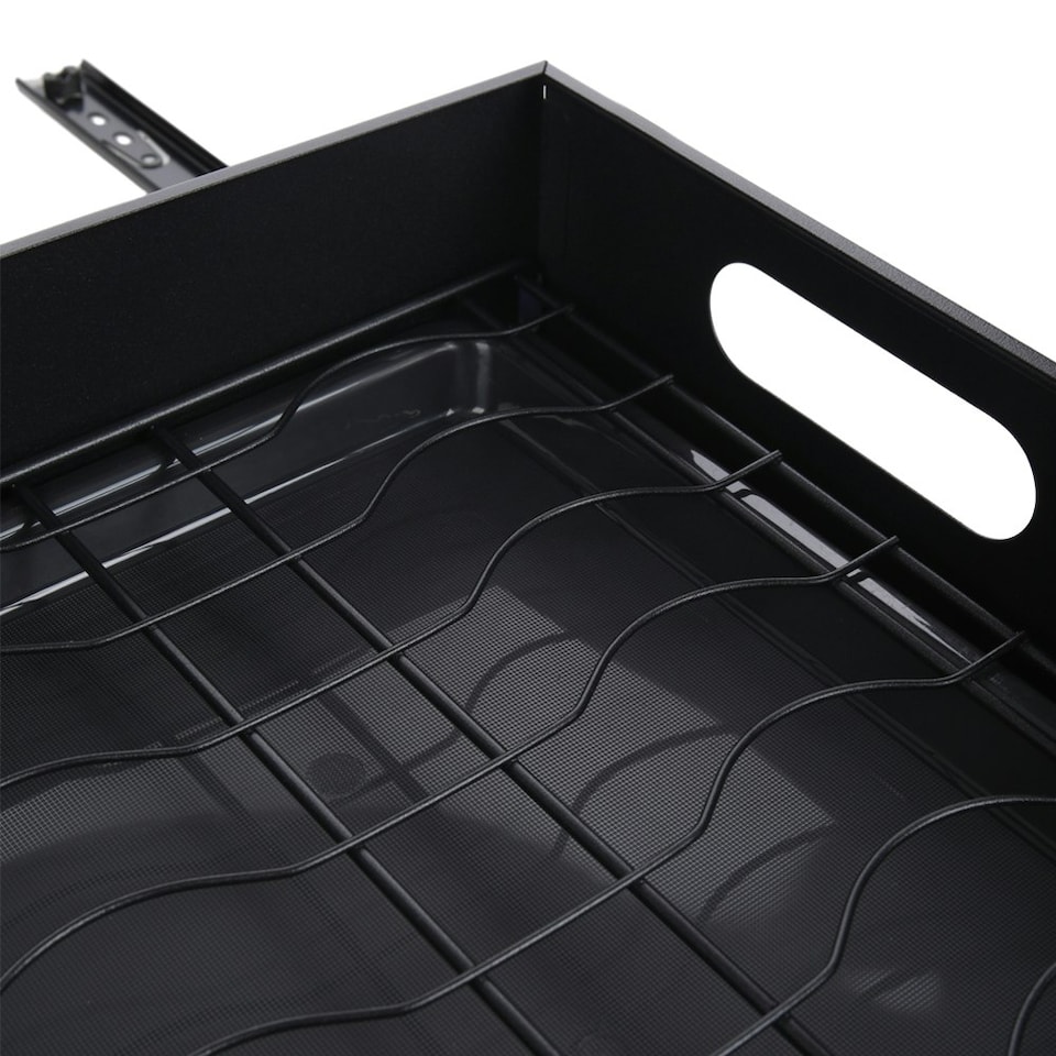 image 1 of Living and Home Black Steel Pull-Out Bowl Rack for Kitchen Storage
