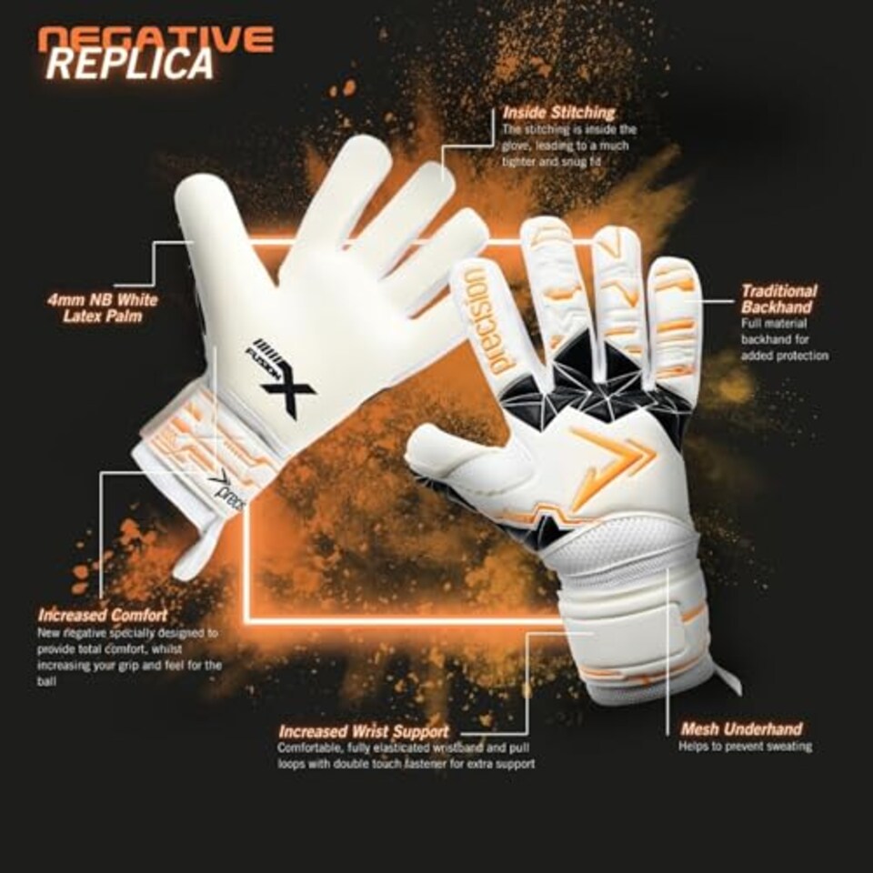 image 1 of Precision Training Fusion X Negative Replica Football Kid'sgoalkeeper Gloves, White, 5
