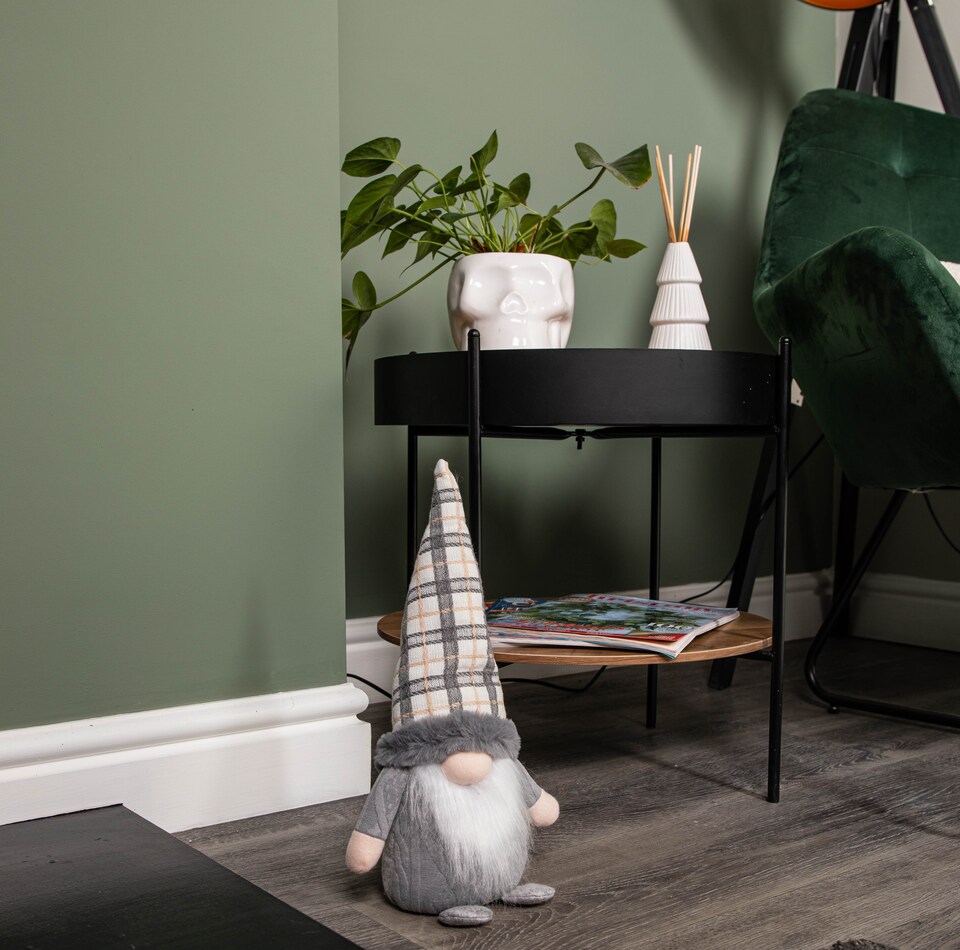 image 1 of 35cm Grey Standing Christmas Gonk Decoration with Tartan Hat