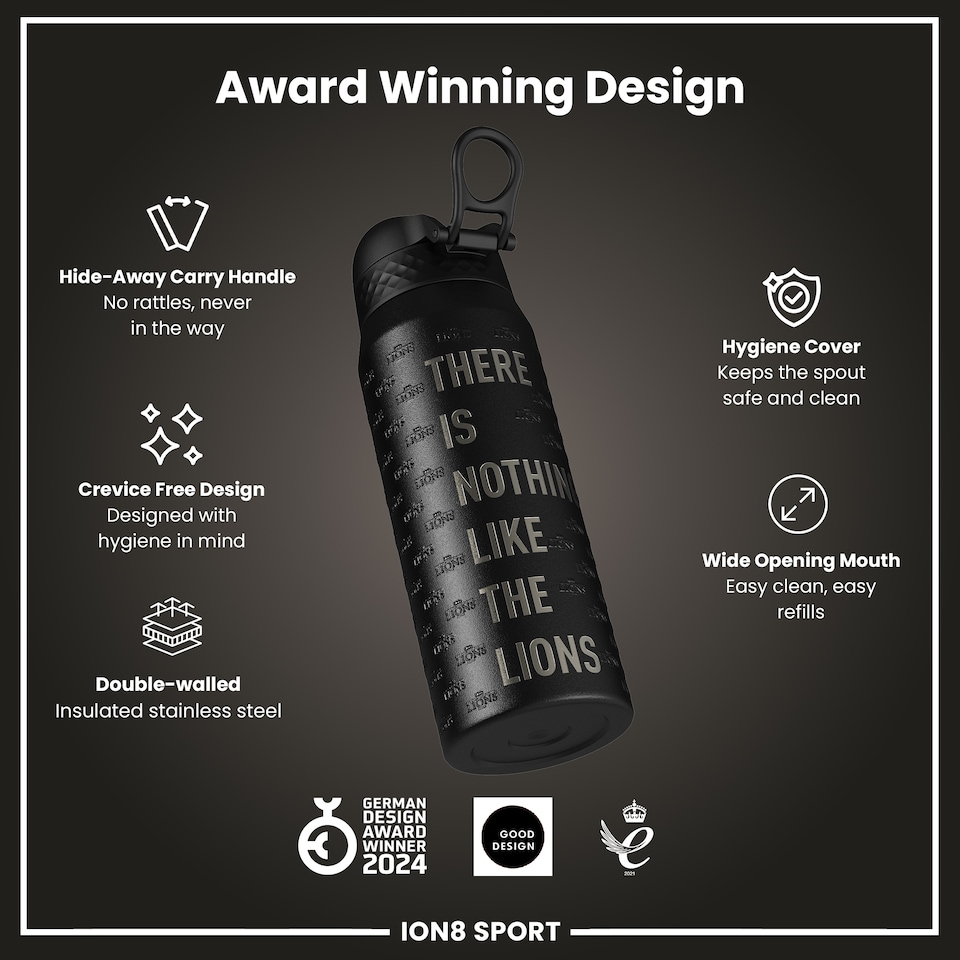 image 1 of BIL Rugby x Sports Leak Proof Water Bottle, Vacuum Insulated, 750ml (24oz) | Black | BIL Nothing Like | One Size