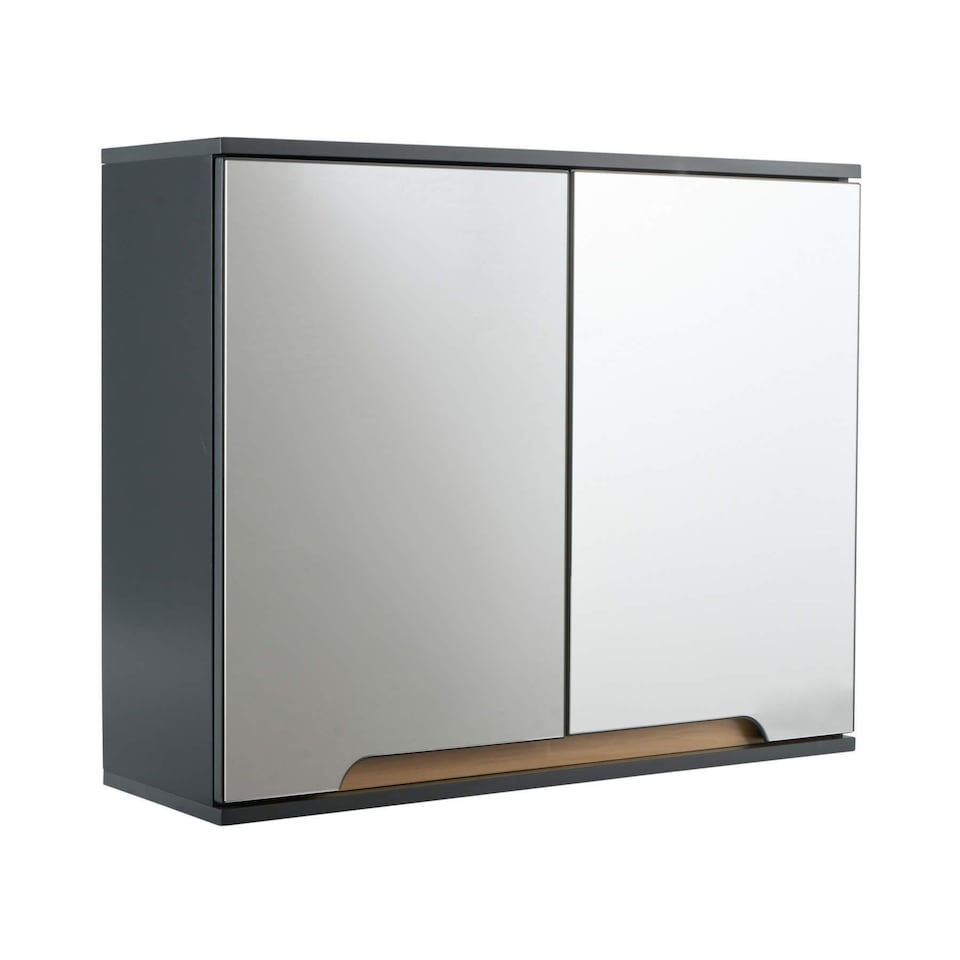 image 1 of Bathroom Cabinet Wall Mounted Mirrored Vanity Storage Organiser | Grey