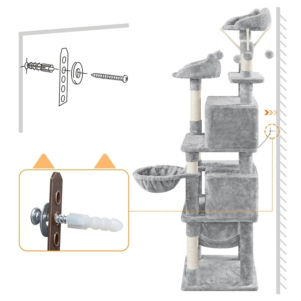image 1 of Yaheetech 170 cm Multi-Level Cat Play House Light Grey
