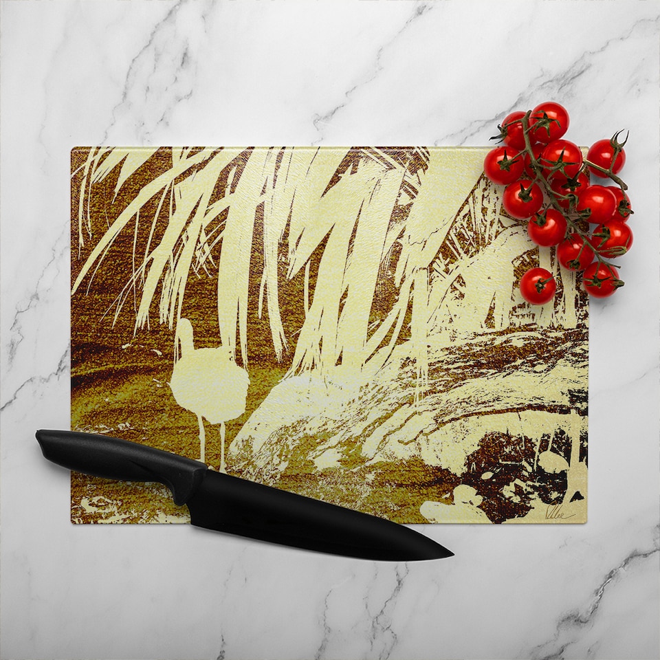 image 1 of Pretty Bird Glass Chopping Board | Multi