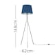 image 3 of ValueLights Camden Chrome Tripod Floor Lamp Navy Taper Shade & Bulb | Blue