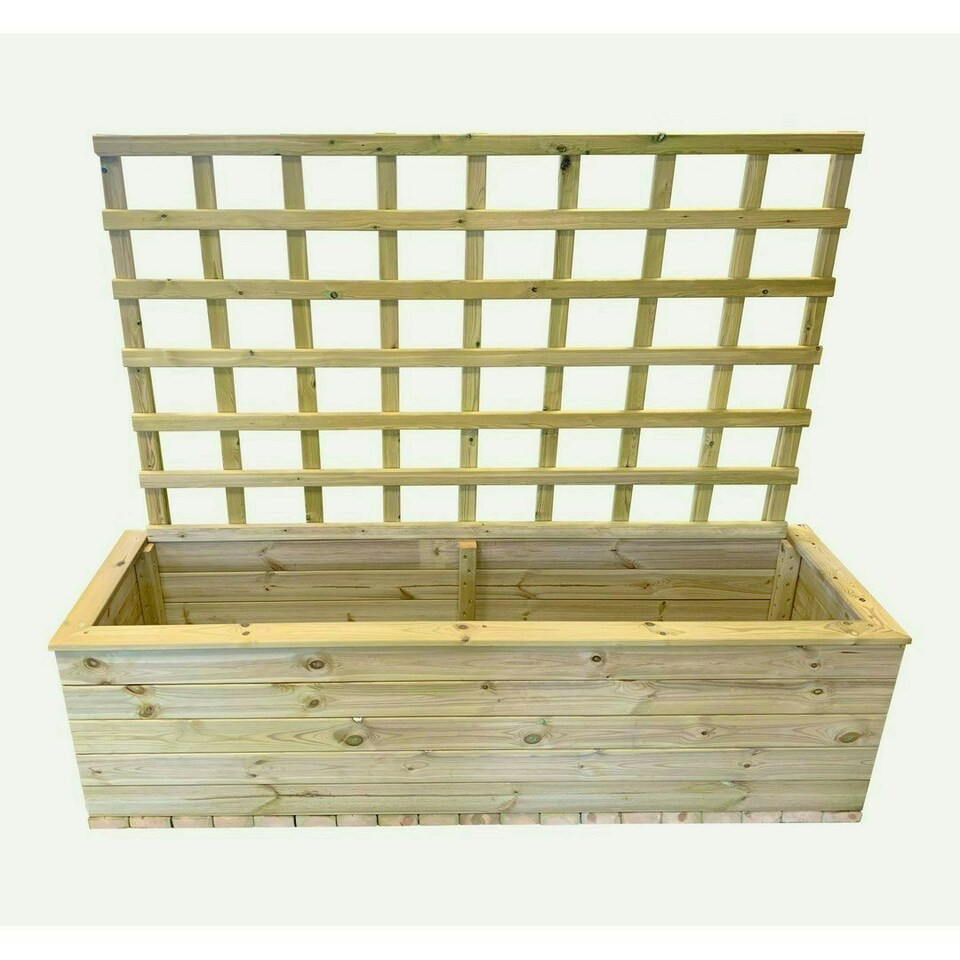 image 1 of Multi Pack of 3 - Deluxe Extra Large Trough with Trellis - Timber - L58 x W183 x H52 cm - Partially Assembled