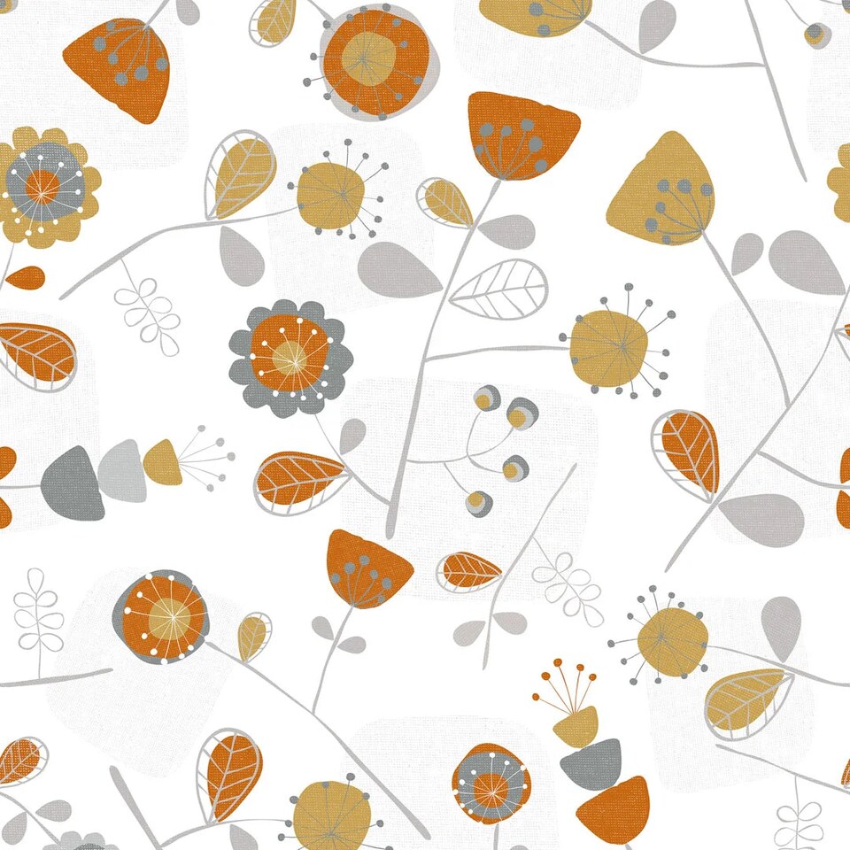 Sample of Newstalgia Floral wallpaper in Orange and Yellow | Orange | Orange and Yellow