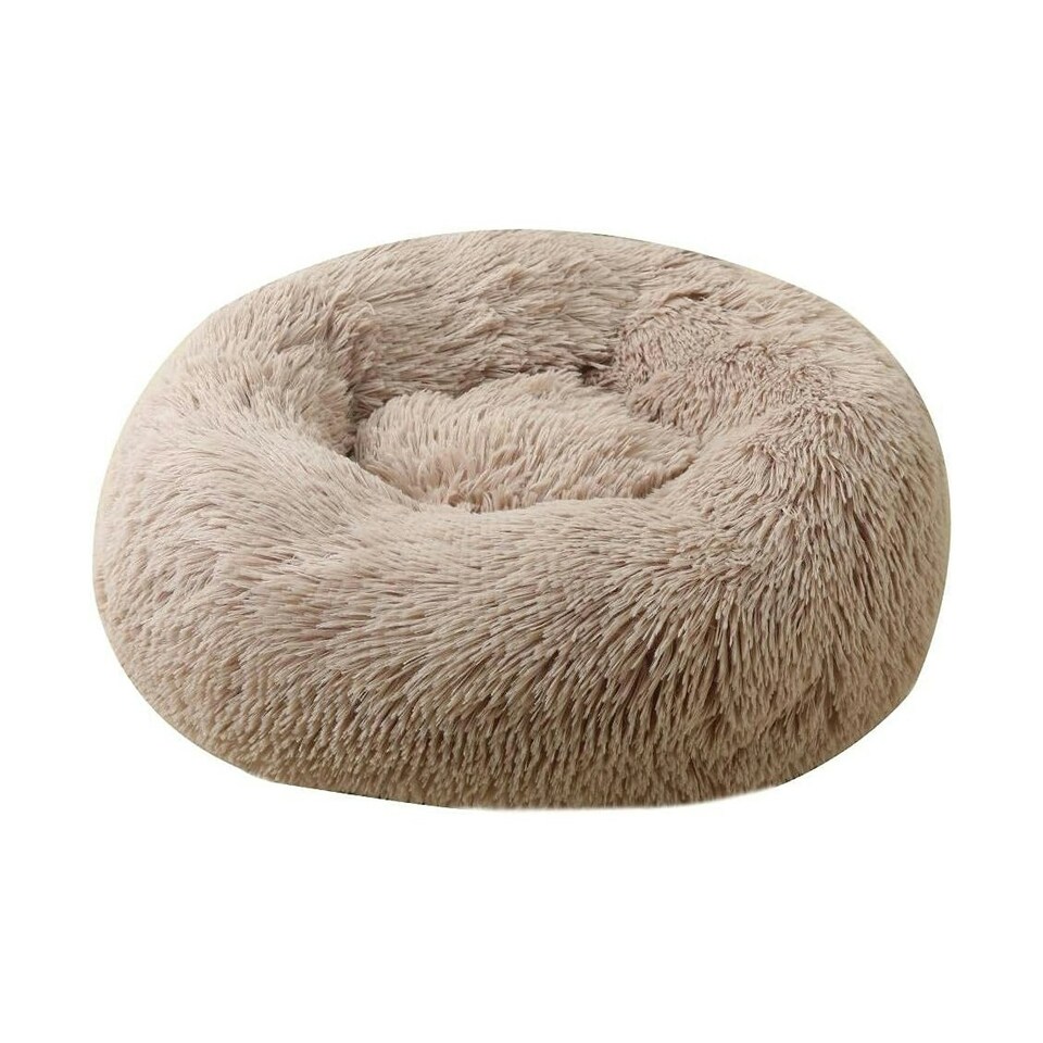 image 1 of Soft Calming Donut Bed - Premium Quality For Dogs & Cats - Khaki / 100cm Cream | L