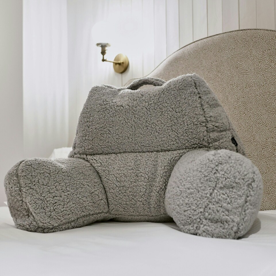 image 1 of icon Teddy Bear Cuddle Cushion Grey Reading Support Pillow Grey | One Size