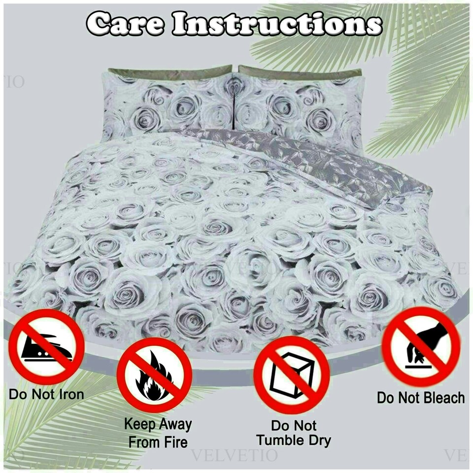 image 1 of VELVETIO Bellerose Floral Printed Duvet Cover Set Rebersible Polycotton Beddings Grey | Super King