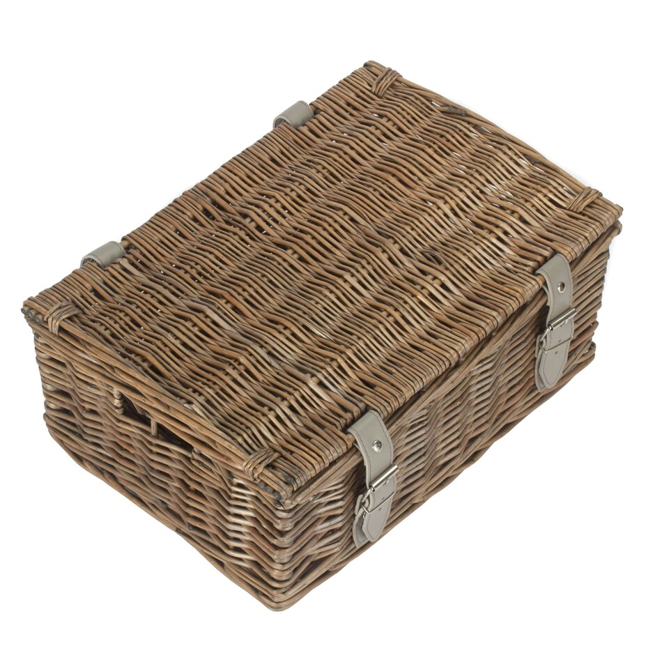 image 1 of Wicker Antique Wash Unlined 35cm Empty Hamper Basket Brown | Brown | One Size