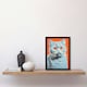 image 2 of Teal Coral British Blue Cat Screen Risograph Style Spot Block Black Framed Wall Art Print A4