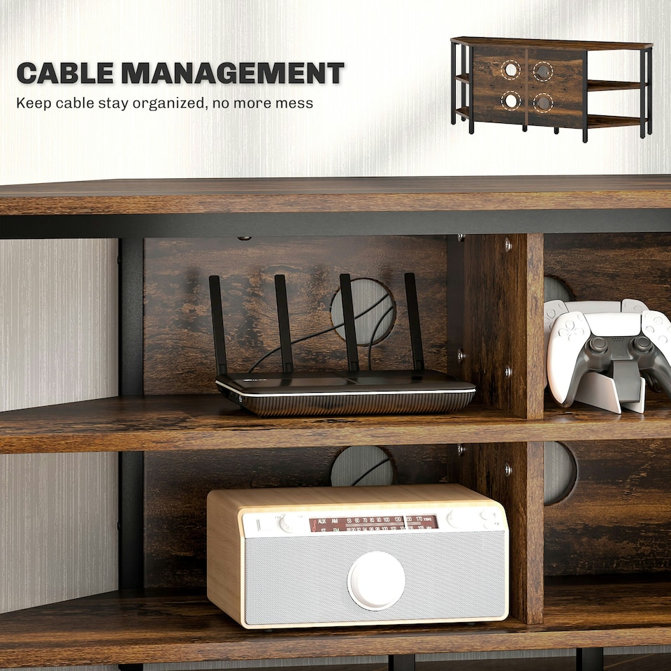 image 1 of HOMCOM 50" TV Stand Cabinet, TV Unit with Storage Shelves, Rustic Brown