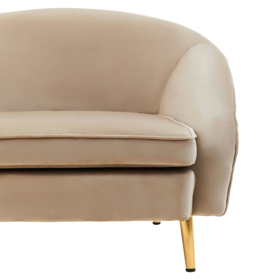 image 1 of Interiors by Premier Mink Velvet Armchair with Cushion, Plush Foam Seat With Gold Finish Metal Legs, Living Room Accent Chair