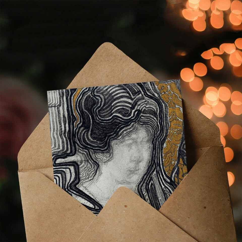 image 1 of Reijer Stolk Art Card Woman Playing Cello Stylised Portrait