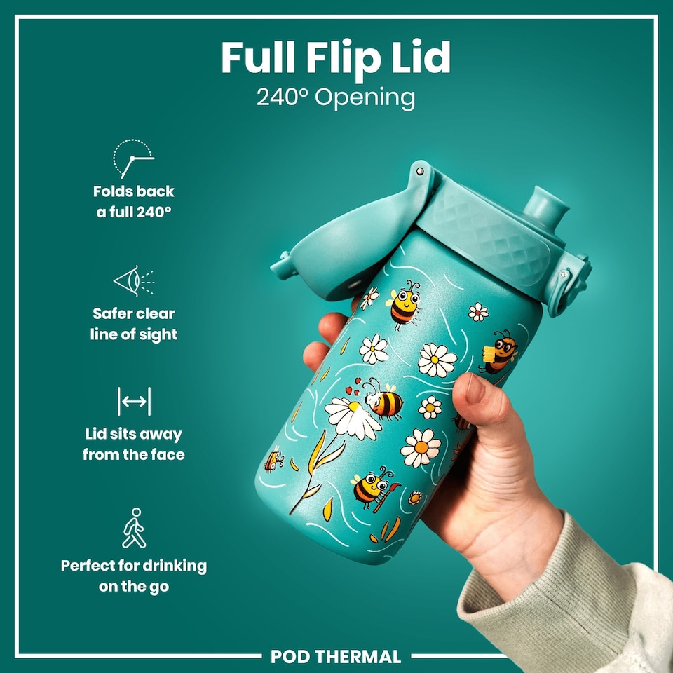 image 1 of Leak Proof Water Bottle, Vacuum Insulated, 320ml (11oz) | Blue | Bees | One Size