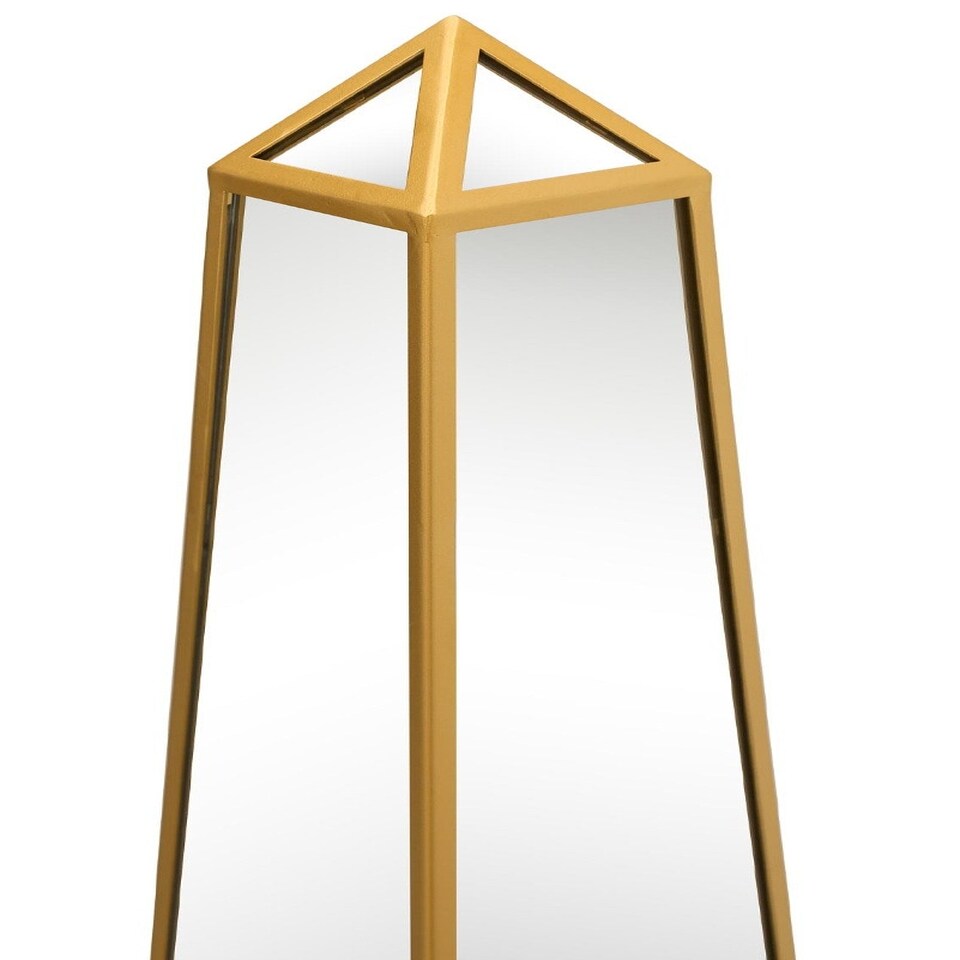 image 1 of The Obelisk - New Gold Metal Edged Mirrored Garden Ornament 47" X 10" X 10" (120CM X 25CM X 25CM) Gold