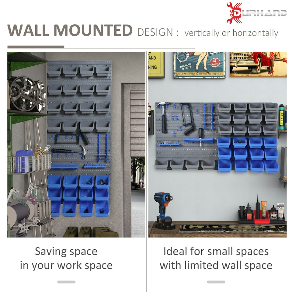 image 1 of DURHAND 44 Pcs On-Wall Garage DIY Storage Unit Pegboard Tool Equipment Blue