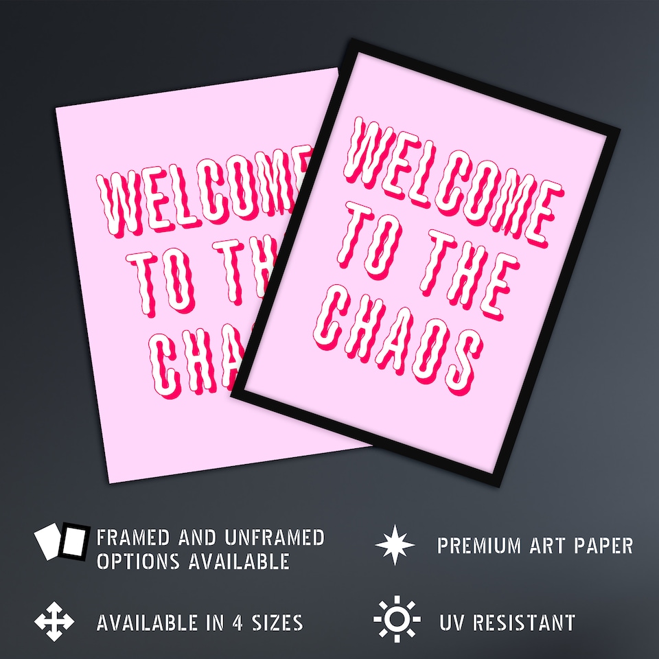image 1 of Welcome To The Chaos Wavy Pink Modern Funny XL Wall Art Print 24X32 In