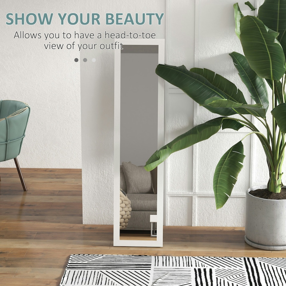 image 1 of HOMCOM Full Length Mirror, Farmhouse Wall Mirror, Hanging & Freestanding