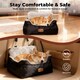 image 7 of Skylos Dog Car Seat Bed Pet Booster Travel Carrier with Safety Leash | Black | Black | 1