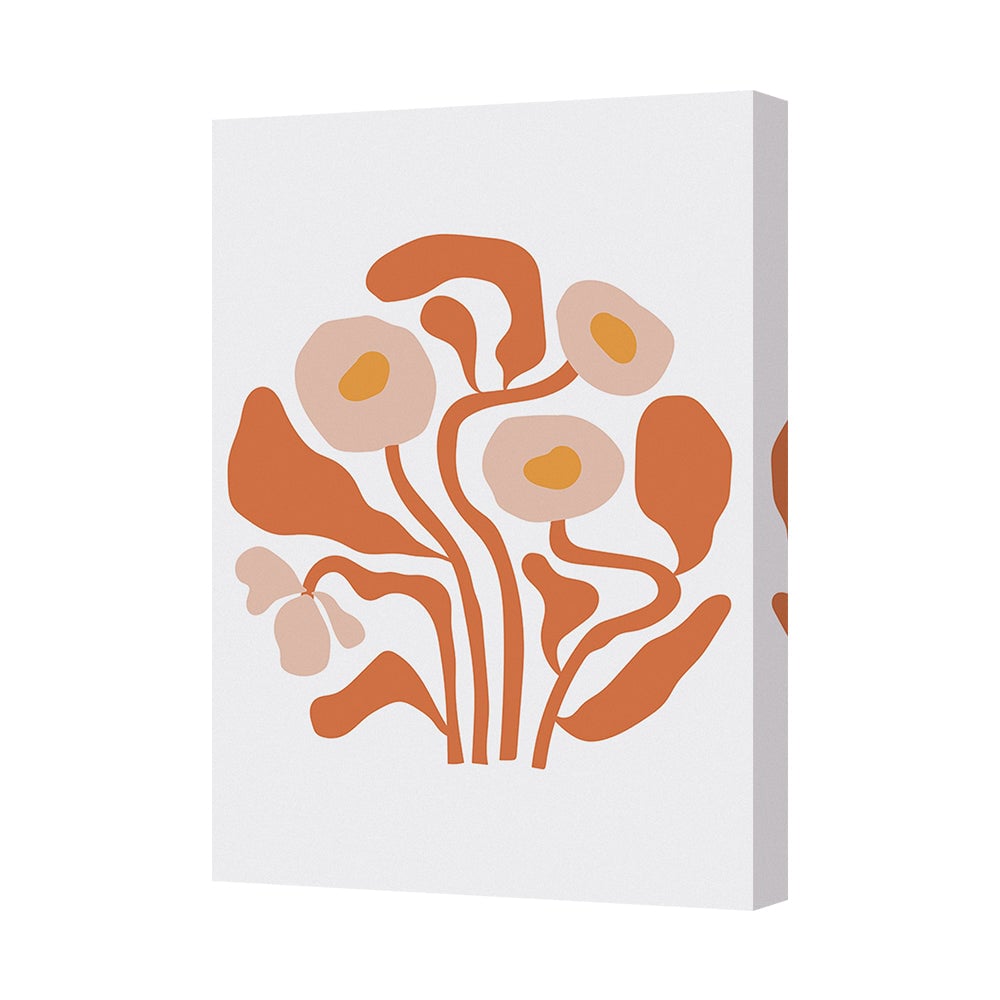 Abstract Orange Floral Canvas Art Print Handmade in the United Kingdom