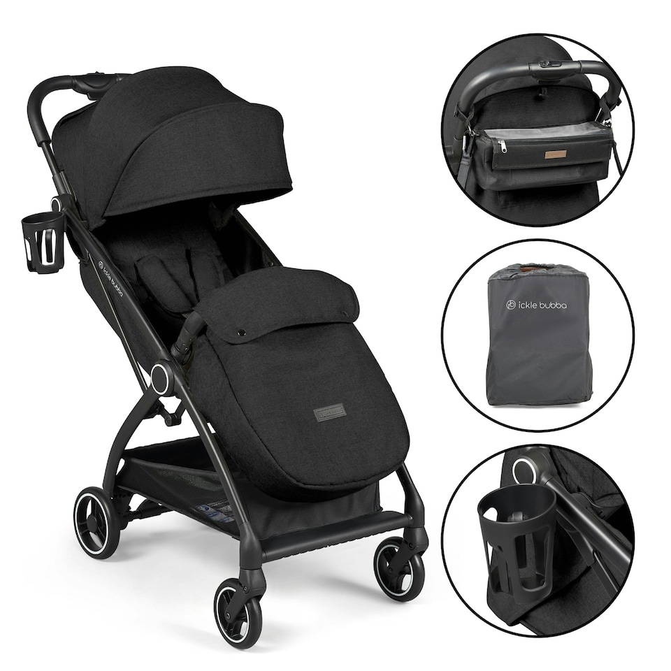 image 1 of Aries Prime Autofold Stroller - Feather-Light Design, Multi-Position Recline, Handy Auto-Fold, Birth to 22kg, UPF 50+ Hood & More (Black)