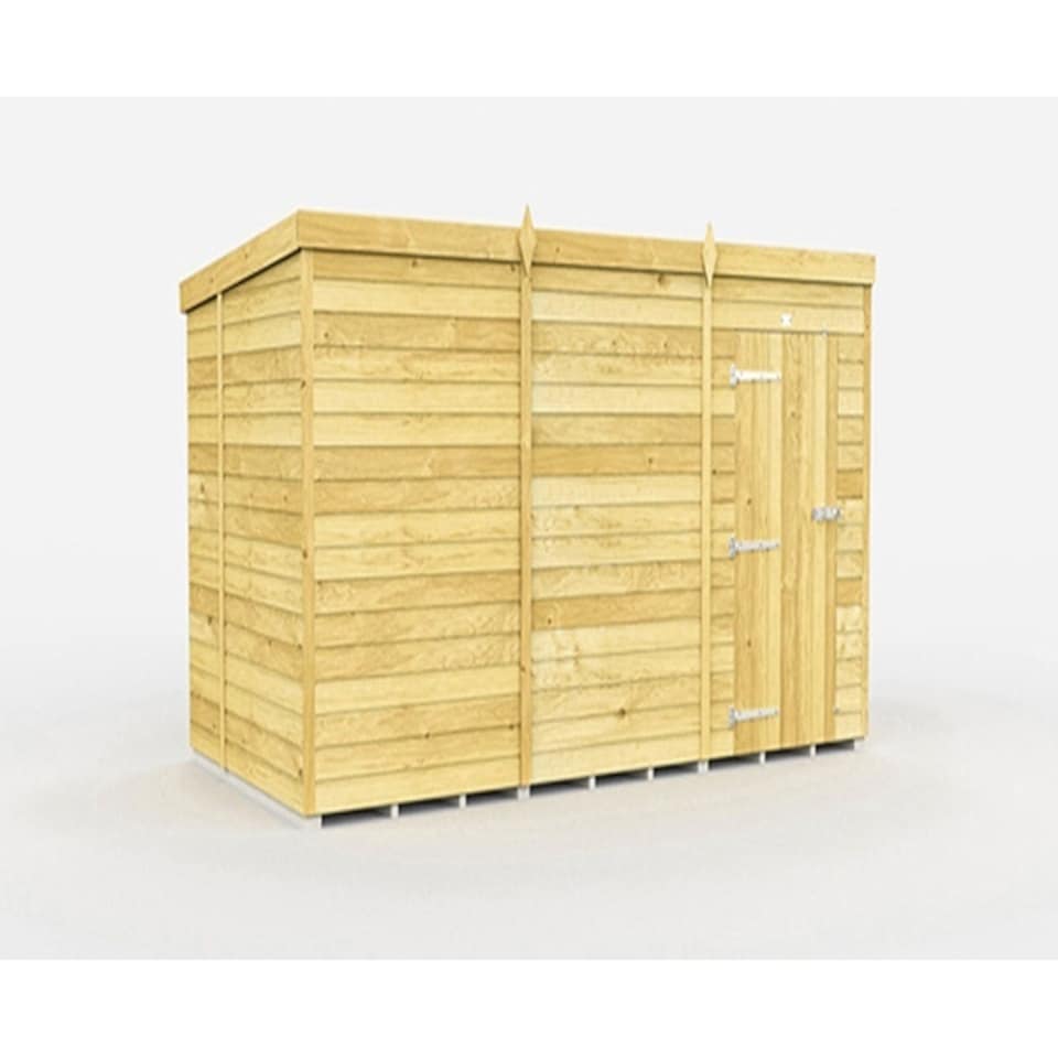 image 1 of 12 x 6 Feet Pent Shed - Single Door Without Windows - Wood - L178 x W358 x H201 cm | Brown