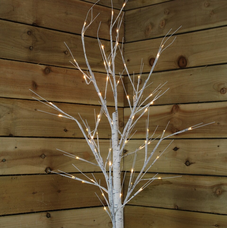 image 1 of 2.4m (8ft) Indoor Outdoor Christmas Lit Birch Tree with 136 Warm White LEDs