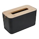 image 1 of Interiors by Premier Black Bamboo Tissue Box, Rectangular Tissue Holder With Detachable Lid, Reusable Paper Tissue Box For Desk