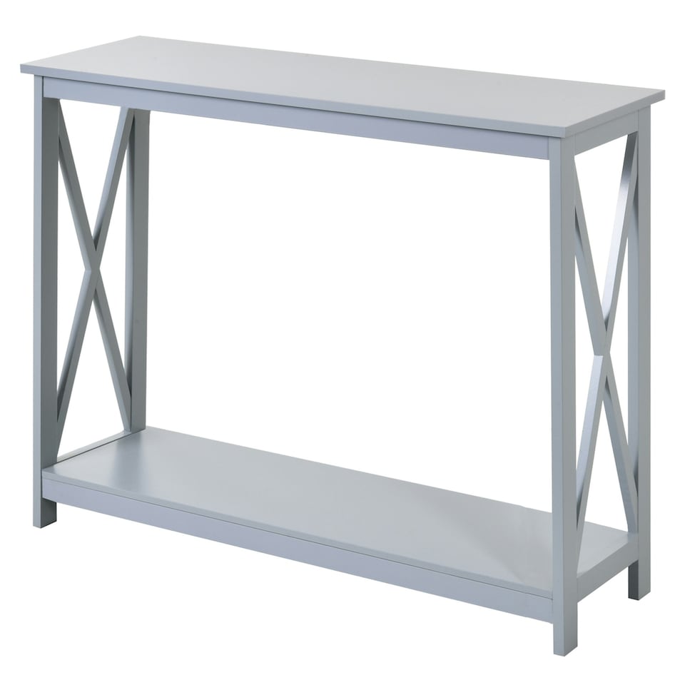 image 1 of HOMCOM Wooden Console Table Storage Drawer Shelf Entryway Grey | Grey