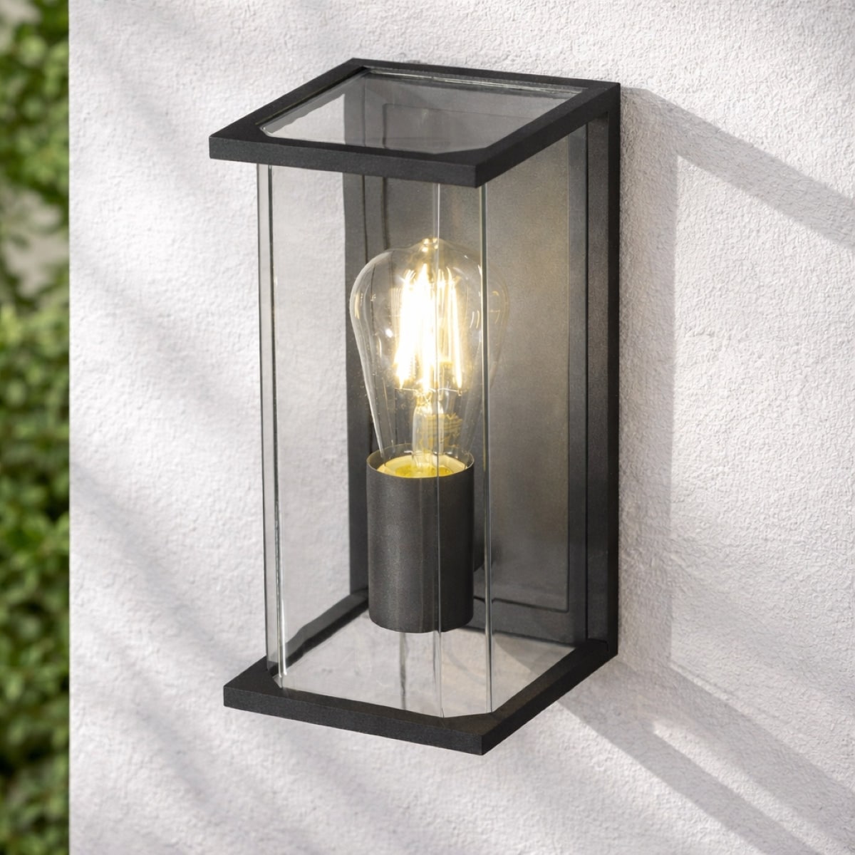 CGC Lighting 'Adriana' Anthracite Grey E27 Outdoor Wall Light Lantern Clear Diffuser IP54
