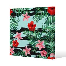 Red & Pink Tropical Plants (Canvas Print) 46 x 46 x 4cm