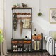 image 8 of COSTWAY Coat Rack Hall Tree with Shoe Storage Bench Brown | One Size