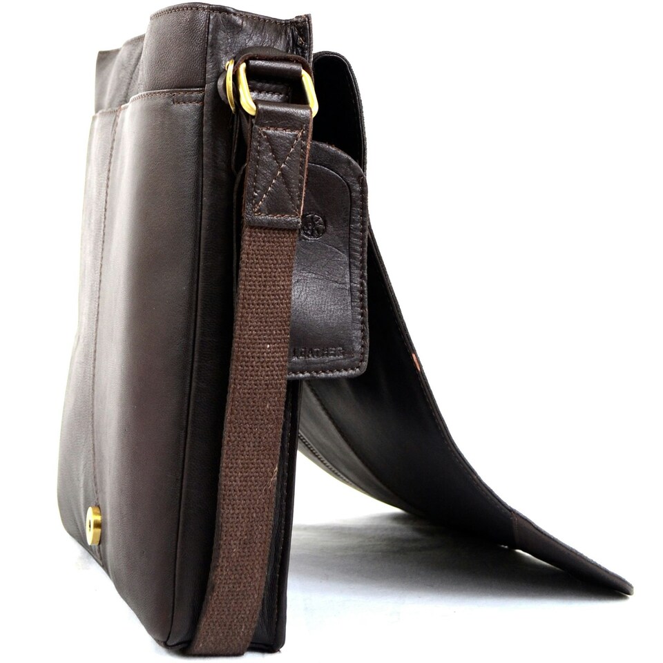 image 1 of Super Soft Premium Leather Messenger Bag Brown | Brown