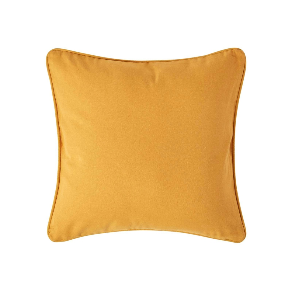 image 1 of Homescapes Cotton Plain Mustard Yellow Cushion Cover - 60 x 60 cm | Yellow | 60 x 60 cm | 1