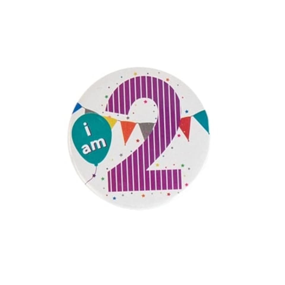 I Am 2 Today Small Badge 6cm