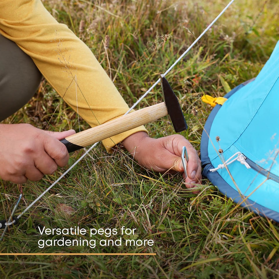 image 1 of 50 Weed Membrane Pegs with Tool