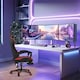 image 6 of Alivio Ergonomic Gaming Chair with Massage Lumbar Cushion & Retractable Footrest, PU Leather Video Game Chair (Red)