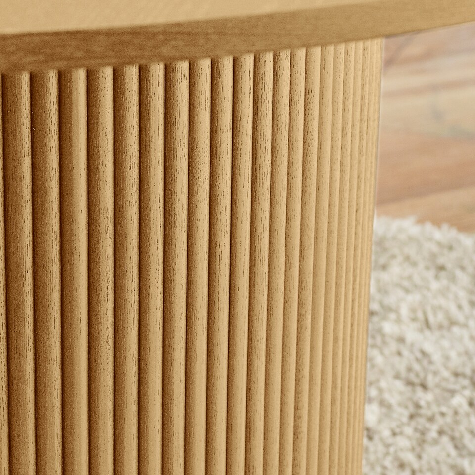 image 1 of Louis Light Oak Fluted 120cm Round Dining Table