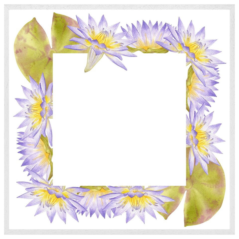 image 1 of Gold & purple flowers (Picture Frame) White | XL