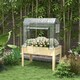 image 2 of Outsunny Wooden Raised Planter, Garden Bed with Greenhouse Cover and Bed Liner