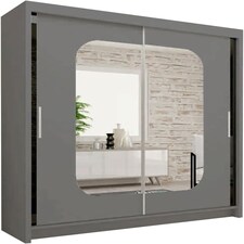 Modern Sliding Wardrobe 120/150/180/203cm White/Black/Grey/Oak Grey | 150cm
