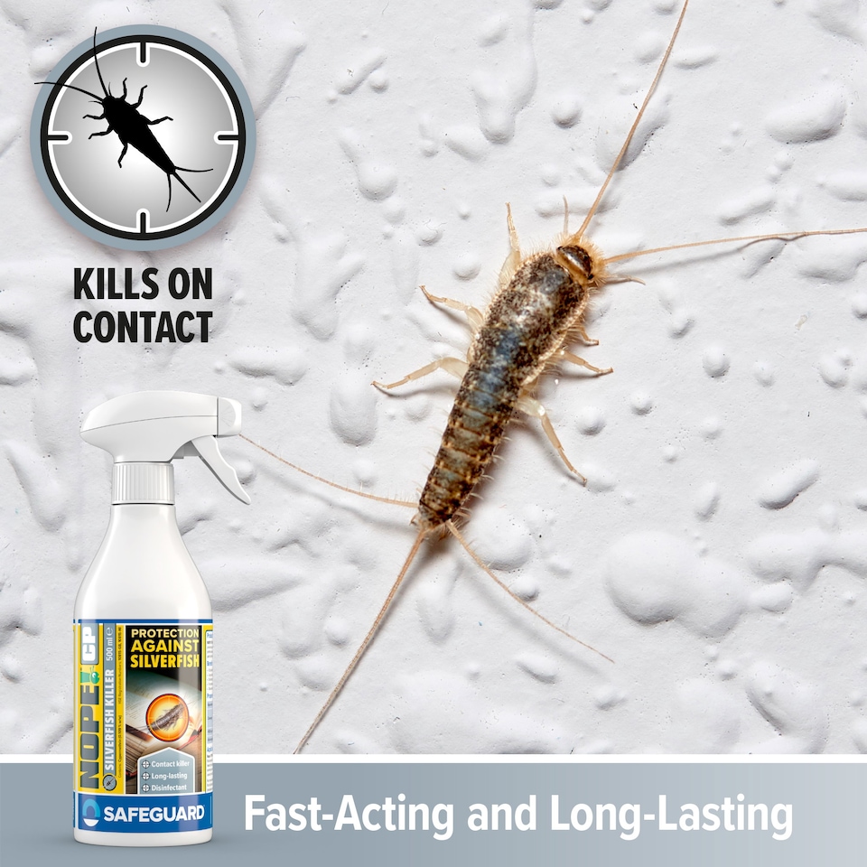 image 1 of NOPE Silverfish Killer Spray - 500ml - Spray Long-Lasting, Odourless, Fast Acting for Indoor and Outdoor use.