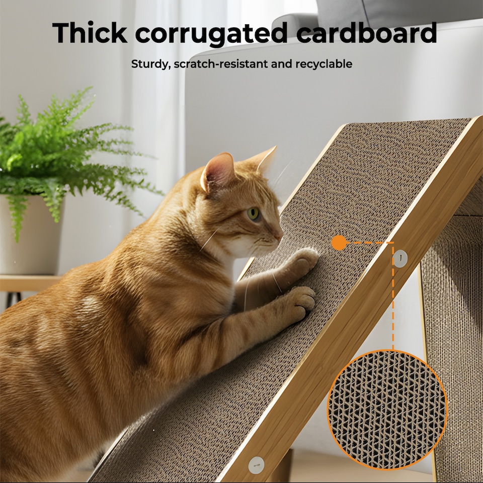 image 1 of Skylos Cat Scratching Board House Corrugated Cardboard Scratcher Indoor