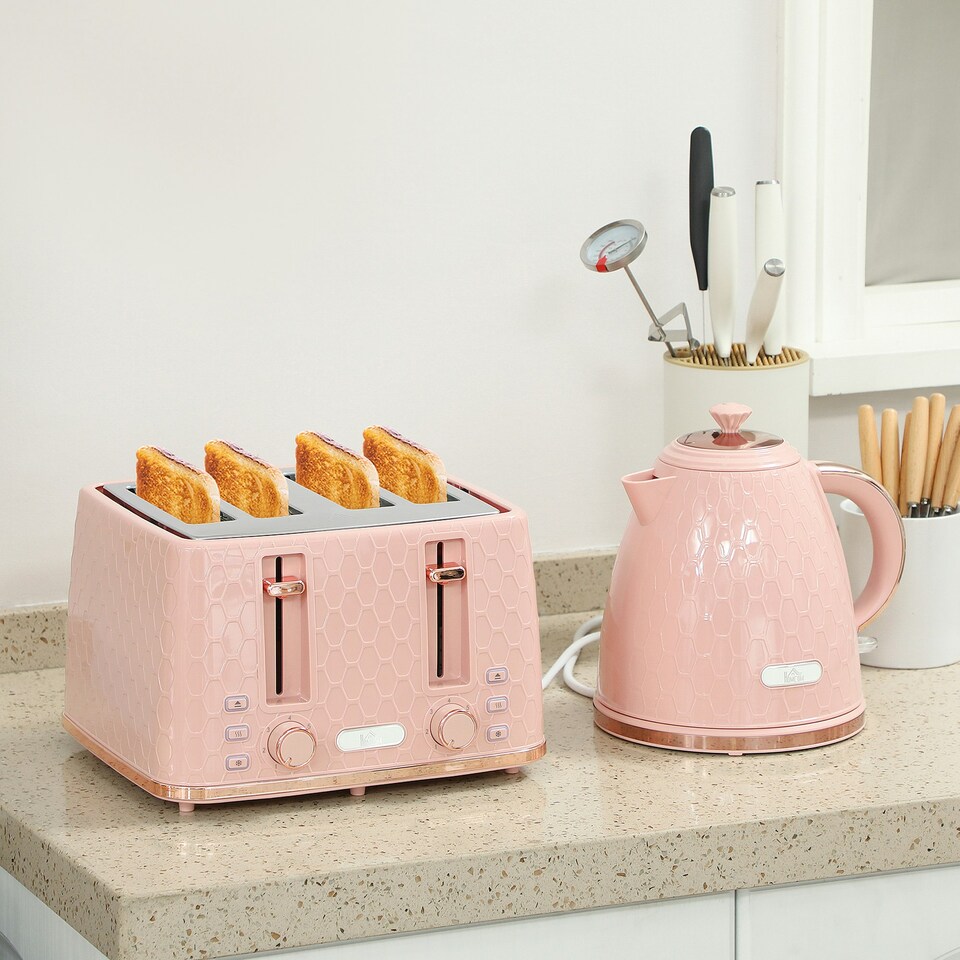 image 1 of HOMCOM 1.7L Kettle and Toaster Set with Defrost Reheat and Crumb Tray,UK Otter thermostat