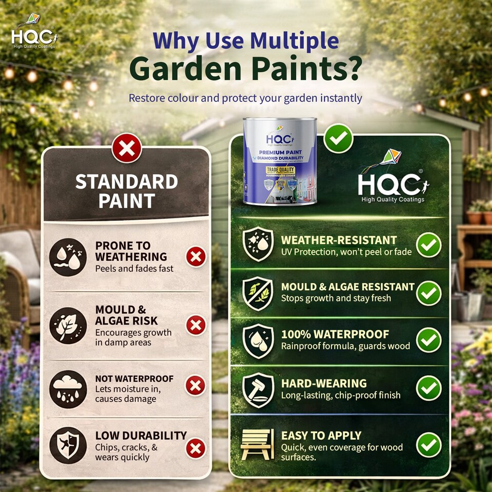 image 1 of HQC Garden Paint - Best Weatherproof For All Outdoor Wood & Furniture - Classic Grey - 5L