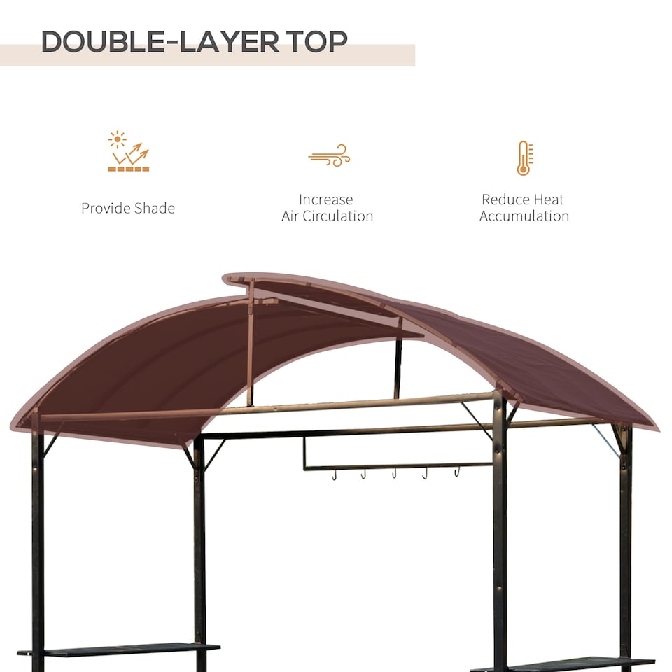 image 1 of Outsunny Metal Smoking Gazebo Marquee Garden Patio BBQ Tent Grill Canopy Awning Shelter  Coffee