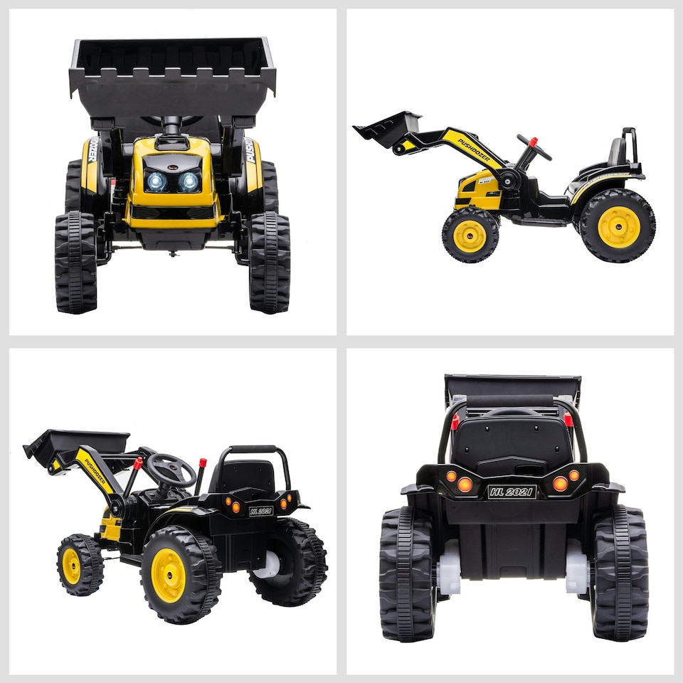 image 1 of HOMCOM Kids Digger Ride On Excavator 6V Battery Tractor Music Headlight Yellow